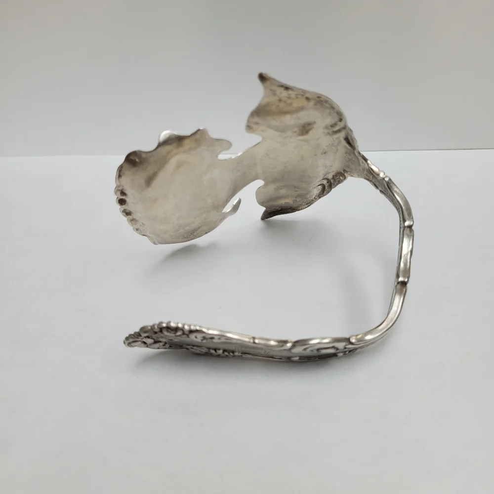 HANDMADE FOLK ART STERLING SILVER SPOON CUFF BRACELET. VINTAGE 1970'S - Picture 4 of 6